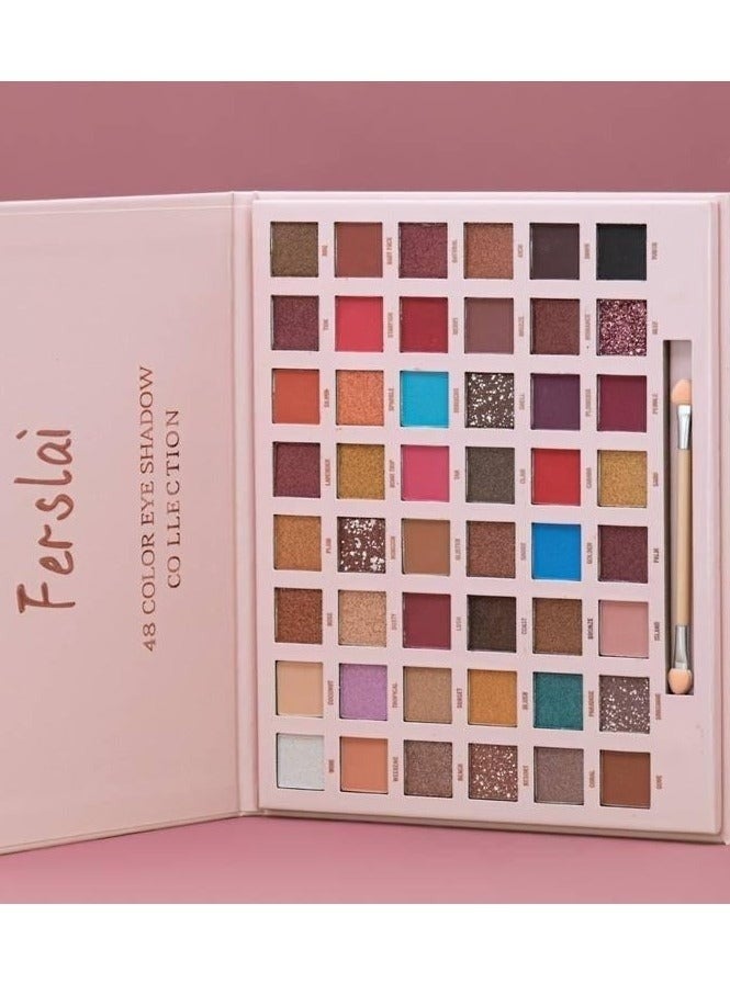 Ferslai 48-Color Professional Eyeshadow Palette – High Pigment Shimmer, Matte, Glitter & Metallic Shades | Smooth Blending & Long-Lasting Velvet Texture - Image 2